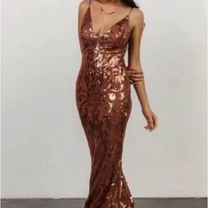 Rose Brown Sequin Dress